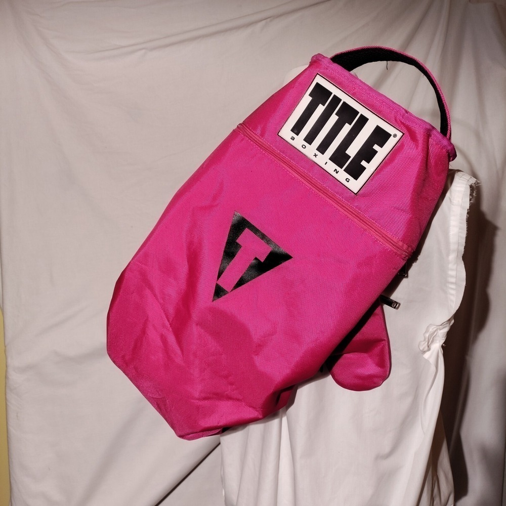 Title Boxing Pink Black Backpack With Logo Patch Zipper Pulls